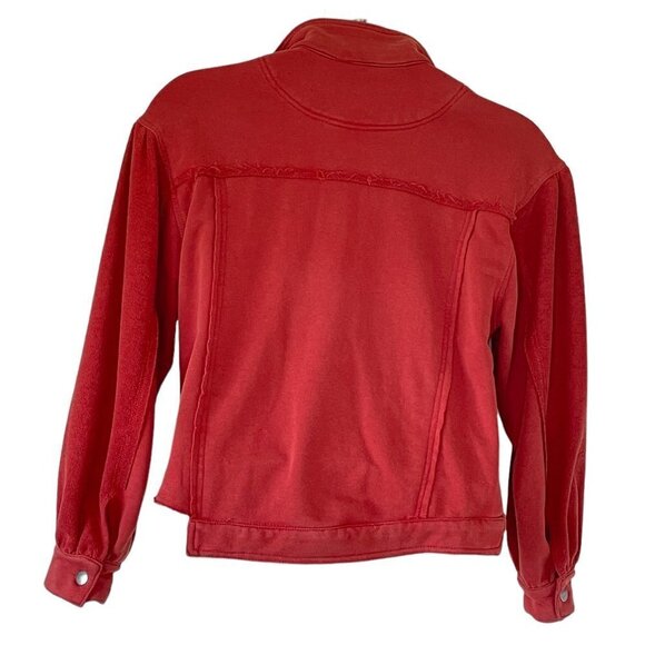 POL Jeans Style Oversized Cropped Jacket Sweatshirt Rust Trucker Pockets  Size S - Picture 5 of 9